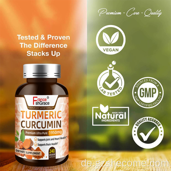 Kurkumapurcumin verhindern Krebs -Curcumin -Extraktkapseln